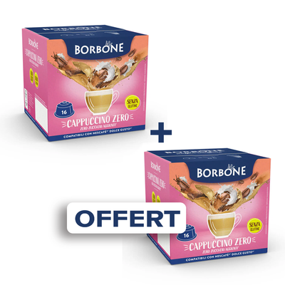 PROMO 1+1 OFFERT : 16 Capsules DG Borbone CAPPUCCINO ZERO Pour Une Boisson Faible En matière Grasse