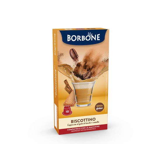 10 Capsules NESPRESSO Borbone BISCOTTONE Pour Boisson Soluble Saveur Cappuccino Et Biscuits