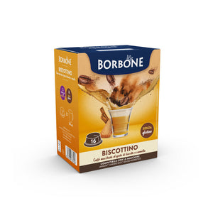 16 Capsules Borbone BISCOTTONE Pour Boisson Soluble Saveur Cappuccino Et Biscuits
