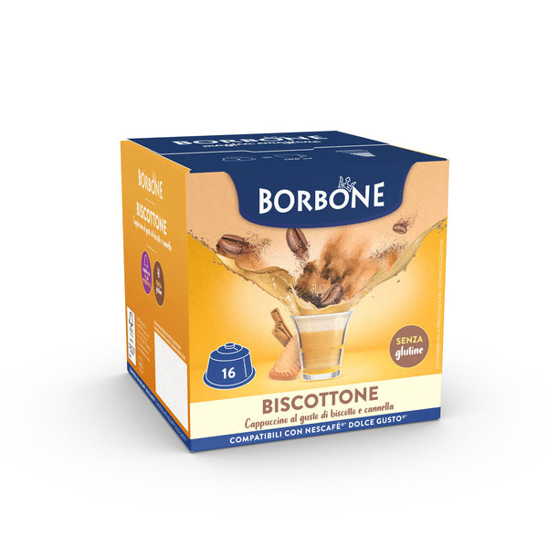 16 Capsules DG Borbone BISCOTTONE Pour Boisson Soluble Saveur Cappucci