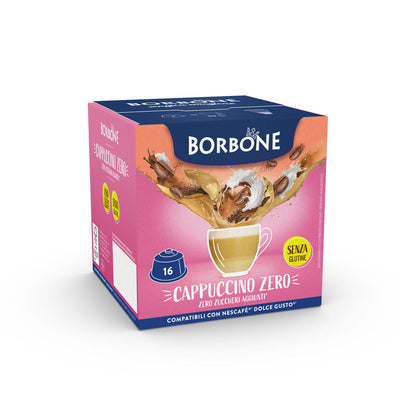 PROMO 1+1 OFFERT : 16 Capsules DG Borbone CAPPUCCINO ZERO Pour Une Boisson Faible En matière Grasse