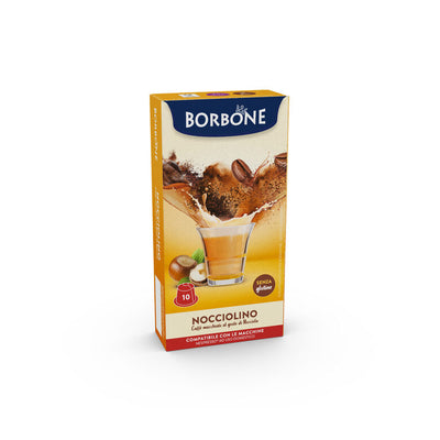 10 Capsules Nespresso Borbone NOCCIOLINO pour boisson soluble au saveur cappuccino noisette